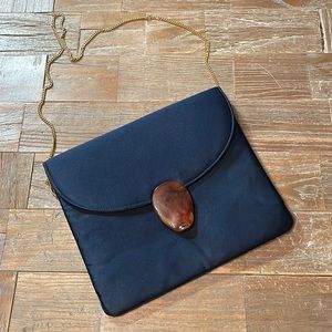 Vintage Crown Lewis Sateen Goldtone Chain Strap Evening Purse🖤